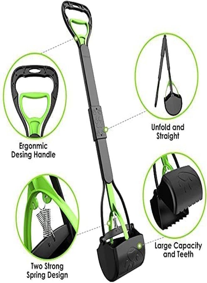 BohoBark Foldable Pet Pooper Scooper Long Handle Top Paw Jaws Poop Scoop Dog Sanitary Waste Cleaner Tool for Dogs 24 inch with 5 ppo Bag - Image 2